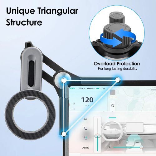 BYLD Magnetic Car Phone Mount for Tesla Model 3/Y/Cybertruck Screen, 360° Adjustable Cell Phone Holder for MagSafe iPhone 16 Pro Max 15 14 Android Phones