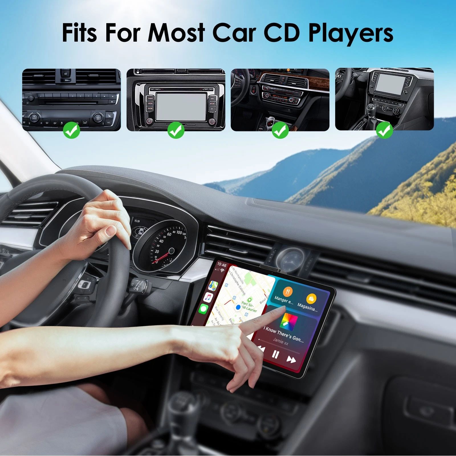 BYLD Car CD Slot Tablet Mount, 360° Rotation Universal Adjust Car CD Slot Tablet/Phone Mount Holder for 8-10" iPad/Galaxy Tab