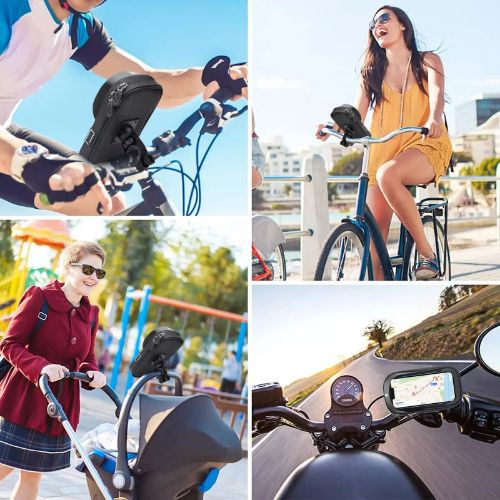 BYLD 360° Rotation Motorcycle Bicycle Bike Handlebar Cell Phone Mount Holder, Waterproof Cycling Front Tube Frame Phone Bag, MTB Phone Bag Case Holder