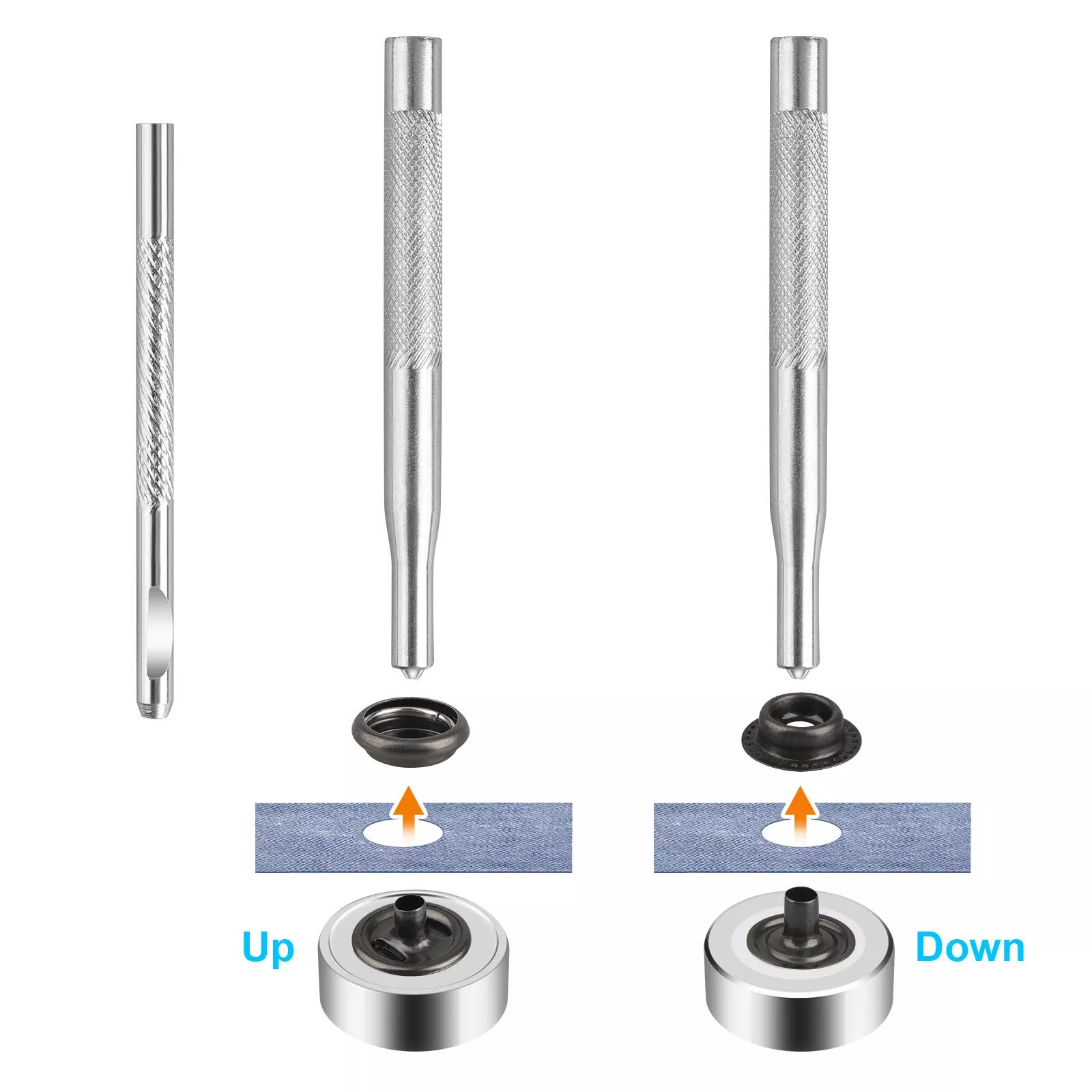 BYLD 70 Sets 15mm 5/8" Buckle Snap Fasteners Kit Metal Snap Buttons Rings With Fastener Pliers, Press Stud Cap Button Base Tool for Marine Boat Leather Craft Canvas