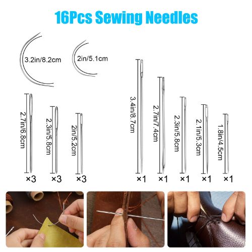 BYLD 35 Pcs Leather Stitching Sewing Tool Kit with Hole Punch, Sewing Tools, Waxed Thread and Large-Eye Stitching Needles for Carving Sewing DIY Hand Working Repair Tool