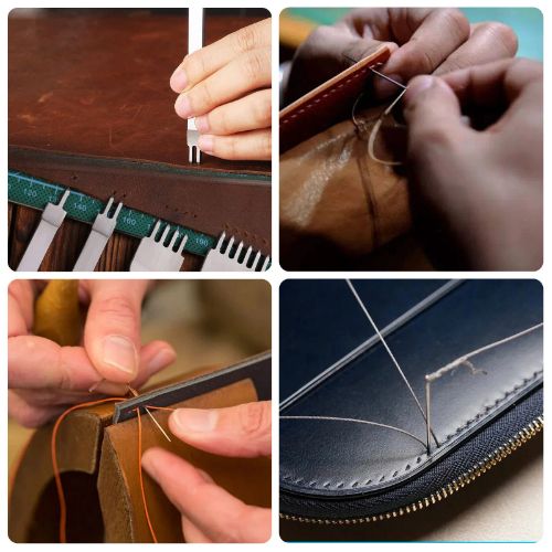 BYLD 35 Pcs Leather Stitching Sewing Tool Kit with Hole Punch, Sewing Tools, Waxed Thread and Large-Eye Stitching Needles for Carving Sewing DIY Hand Working Repair Tool