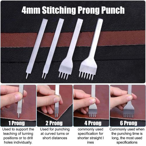 BYLD 35 Pcs Leather Stitching Sewing Tool Kit with Hole Punch, Sewing Tools, Waxed Thread and Large-Eye Stitching Needles for Carving Sewing DIY Hand Working Repair Tool
