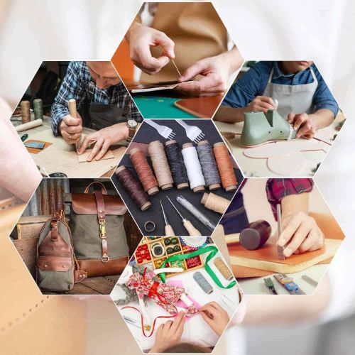 BYLD 35 Pcs Leather Stitching Sewing Tool Kit with Hole Punch, Sewing Tools, Waxed Thread and Large-Eye Stitching Needles for Carving Sewing DIY Hand Working Repair Tool