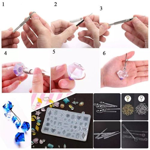 BYLD 229Pcs DIY Jewelry Silicone Casting Molds Tools Set, Different Shapes Silicone Resin Ring Jewelry Resin Casting Mold for DIY Rings, Earrings, Necklace Pendants, Keyrings, Crafts, Decorations