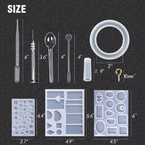 BYLD 229Pcs DIY Jewelry Silicone Casting Molds Tools Set, Different Shapes Silicone Resin Ring Jewelry Resin Casting Mold for DIY Rings, Earrings, Necklace Pendants, Keyrings, Crafts, Decorations