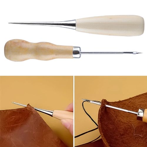 BYLD 29PCS Leather Craft Punch Tools Kit, Leather Hand Sewing Needles Canvas Thread and Needles Tape Measure Large-Eye Stitching Needles, Curved Hand Sewing Needles, Awl for Leather Repair