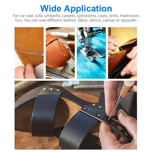 BYLD 29PCS Leather Craft Punch Tools Kit, Leather Hand Sewing Needles Canvas Thread and Needles Tape Measure Large-Eye Stitching Needles, Curved Hand Sewing Needles, Awl for Leather Repair