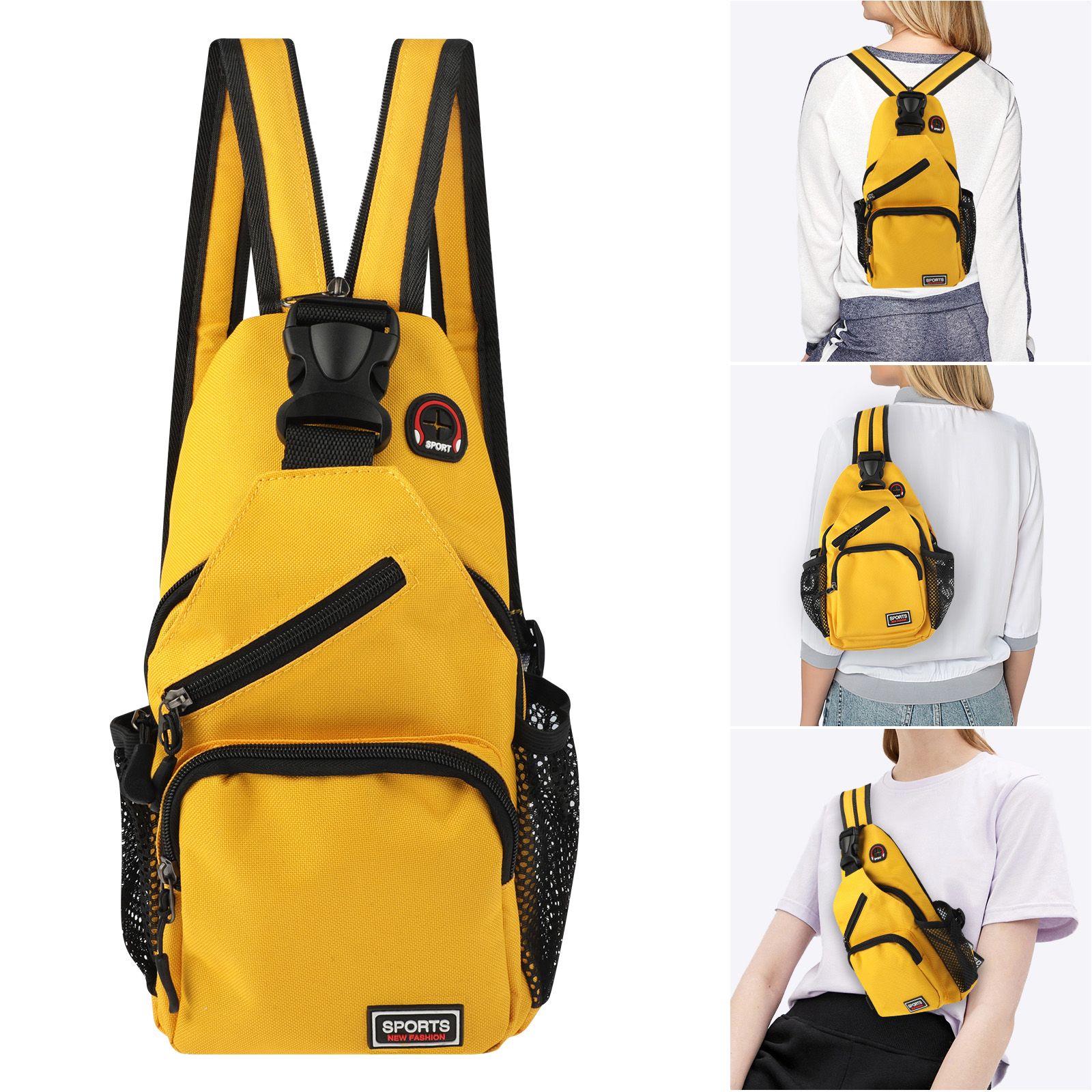 BYLD Men Women Waterproof Crossbody Bag Sling Shoulder Chest Pack Travel Sports Fitness Backpack, Large Capacity Functional Messenger Bag for Outdoor