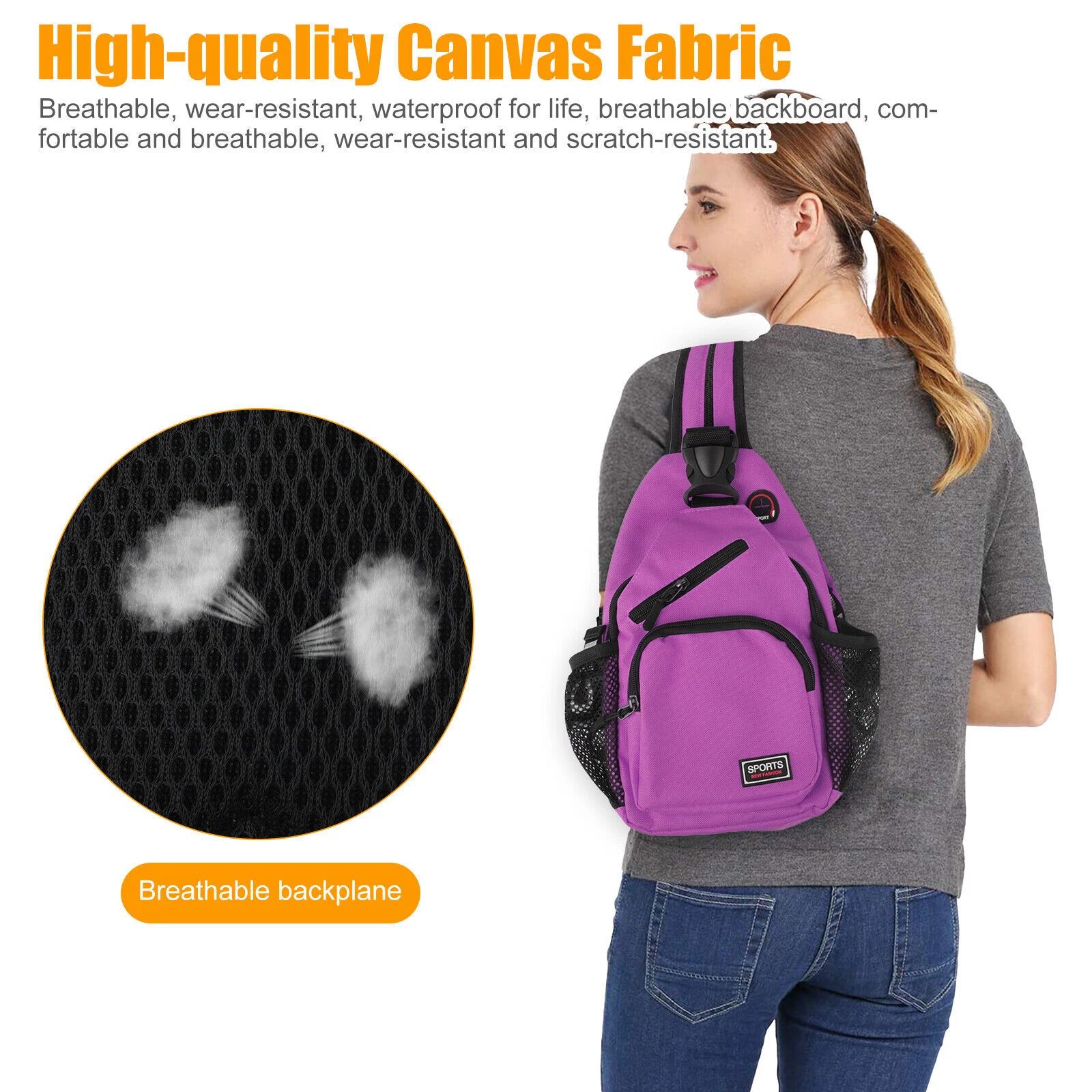 BYLD Men Women Waterproof Crossbody Bag Sling Shoulder Chest Pack Travel Sports Fitness Backpack, Large Capacity Functional Messenger Bag for Outdoor