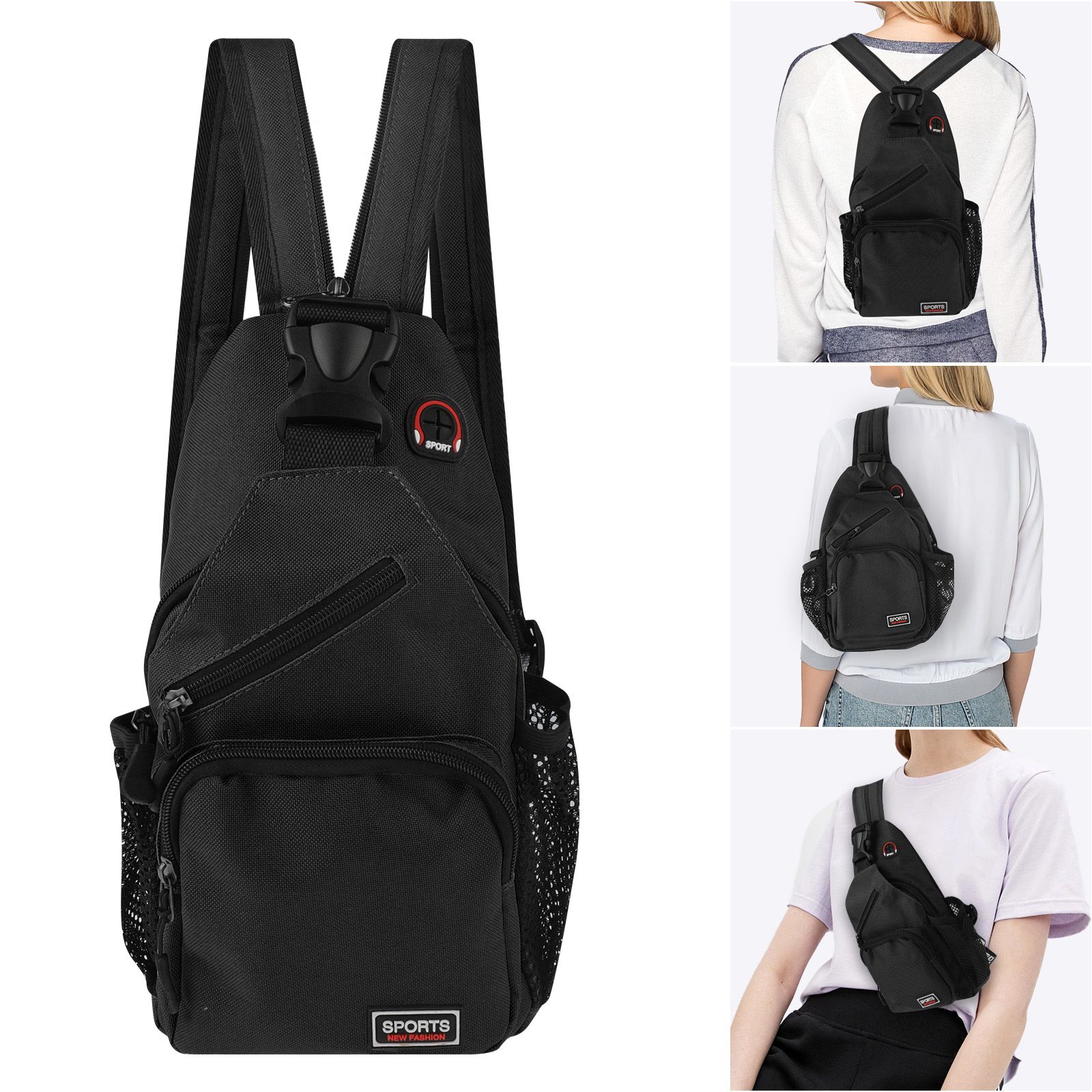 BYLD Men Women Waterproof Crossbody Bag Sling Shoulder Chest Pack Travel Sports Fitness Backpack, Large Capacity Functional Messenger Bag for Outdoor