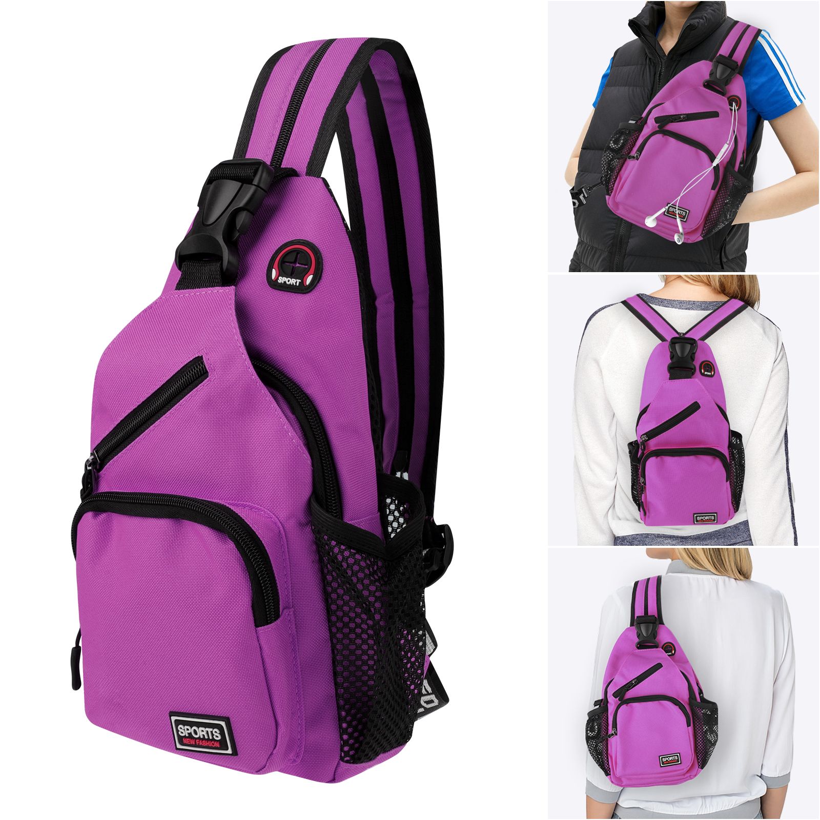 BYLD Men Women Waterproof Crossbody Bag Sling Shoulder Chest Pack Travel Sports Fitness Backpack, Large Capacity Functional Messenger Bag for Outdoor