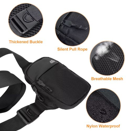 BYLD Men Women Sling Shoulder Bag Waterproof Crossbody Handbag Nylon Chest Pack Travel Sport Mini Phone Packet Purse Wallet Pouch with Adjustable Strip