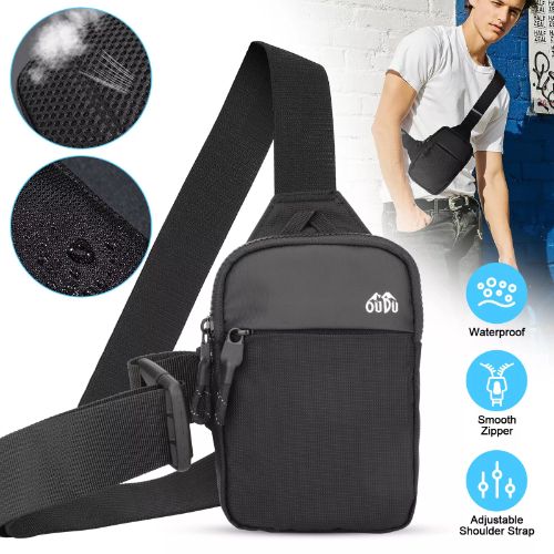 BYLD Men Women Sling Shoulder Bag Waterproof Crossbody Handbag Nylon Chest Pack Travel Sport Mini Phone Packet Purse Wallet Pouch with Adjustable Strip