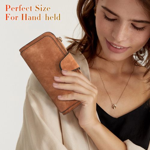 BYLD Women's Long Multi-Card Wallet Soft Leather Clutch Cash ID Credit Holder Bag Lady Purse Phone Handbag
