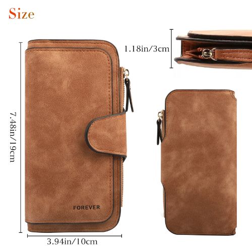 BYLD Women's Long Multi-Card Wallet Soft Leather Clutch Cash ID Credit Holder Bag Lady Purse Phone Handbag