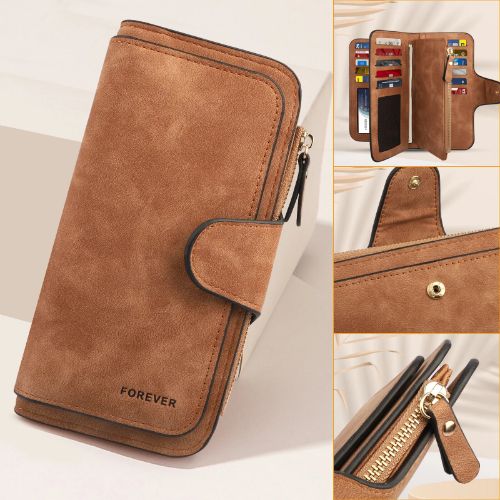 BYLD Women's Long Multi-Card Wallet Soft Leather Clutch Cash ID Credit Holder Bag Lady Purse Phone Handbag