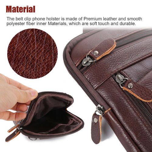BYLD Men Leather Phone Pouch Belt Bag Shoulder Crossbody Waist Pack Holster Handbag Multi-Card Wallet Soft Leather Clutch Cash ID Credit Holder Purse