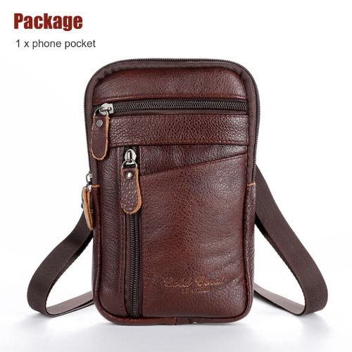 BYLD Men Leather Phone Pouch Belt Bag Shoulder Crossbody Waist Pack Holster Handbag Multi-Card Wallet Soft Leather Clutch Cash ID Credit Holder Purse