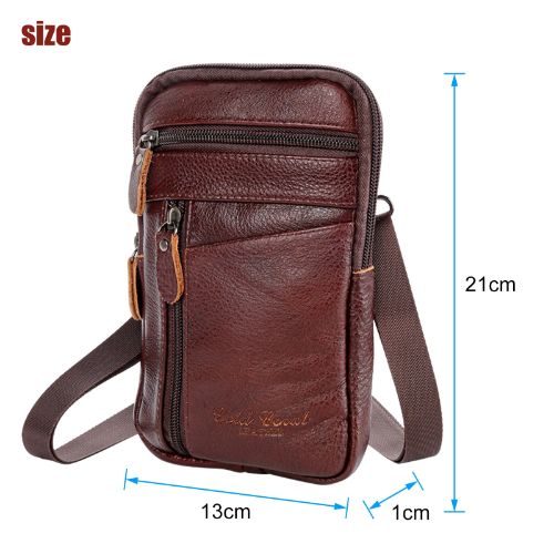 BYLD Men Leather Phone Pouch Belt Bag Shoulder Crossbody Waist Pack Holster Handbag Multi-Card Wallet Soft Leather Clutch Cash ID Credit Holder Purse