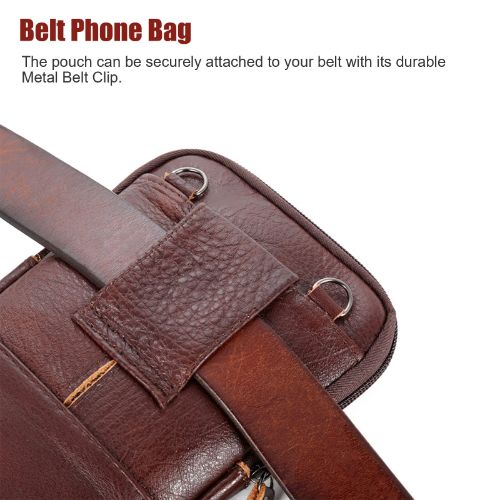 BYLD Men Leather Phone Pouch Belt Bag Shoulder Crossbody Waist Pack Holster Handbag Multi-Card Wallet Soft Leather Clutch Cash ID Credit Holder Purse