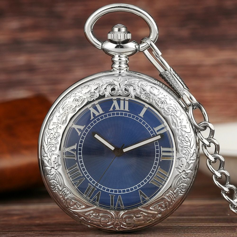 BYLD Mechanical Pocket Watch Vintage Skeleton Dial Hand-Wind Steampunk Pocket Watch with Chain, Roman Numeral Flip Cover Classic Retro Pendant Watch for Men Women Collectible Gift