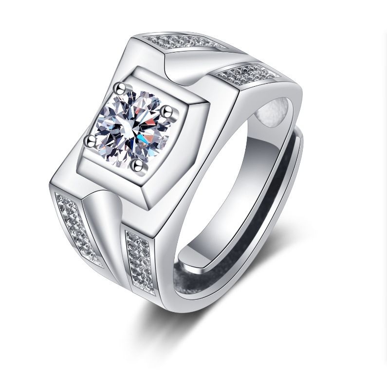 Korean Style Cross border Accessories Men's Full Diamond Fashion Ring, Large Open Mouth Men's Ring