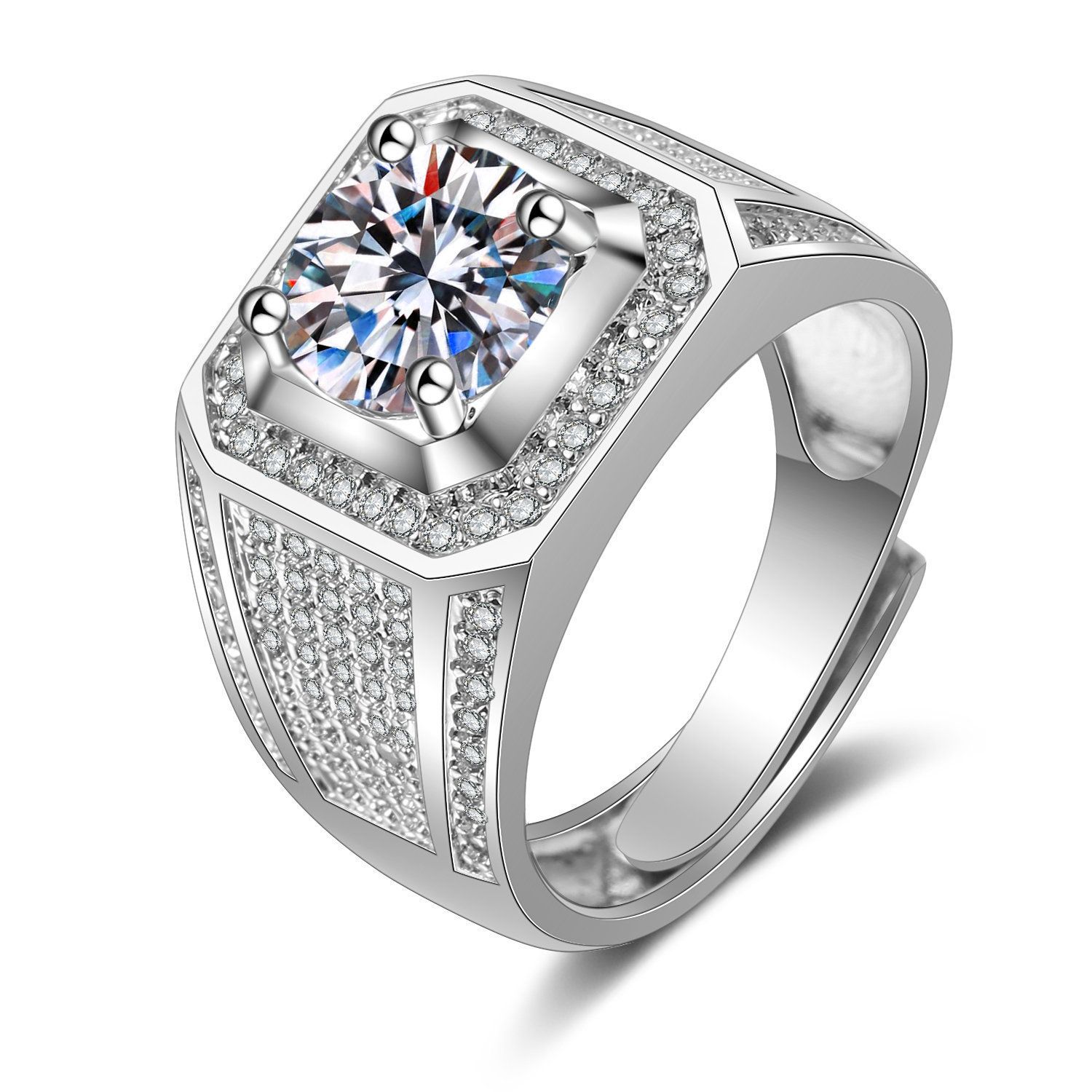Korean Style Cross border Accessories Men's Full Diamond Fashion Ring, Large Open Mouth Men's Ring