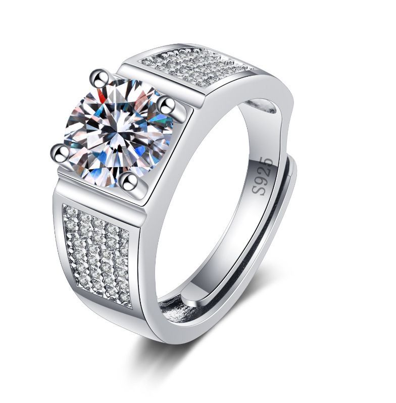 Korean Style Cross border Accessories Men's Full Diamond Fashion Ring, Large Open Mouth Men's Ring