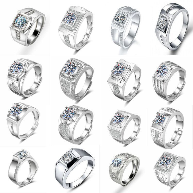 Korean Style Cross border Accessories Men's Full Diamond Fashion Ring, Large Open Mouth Men's Ring