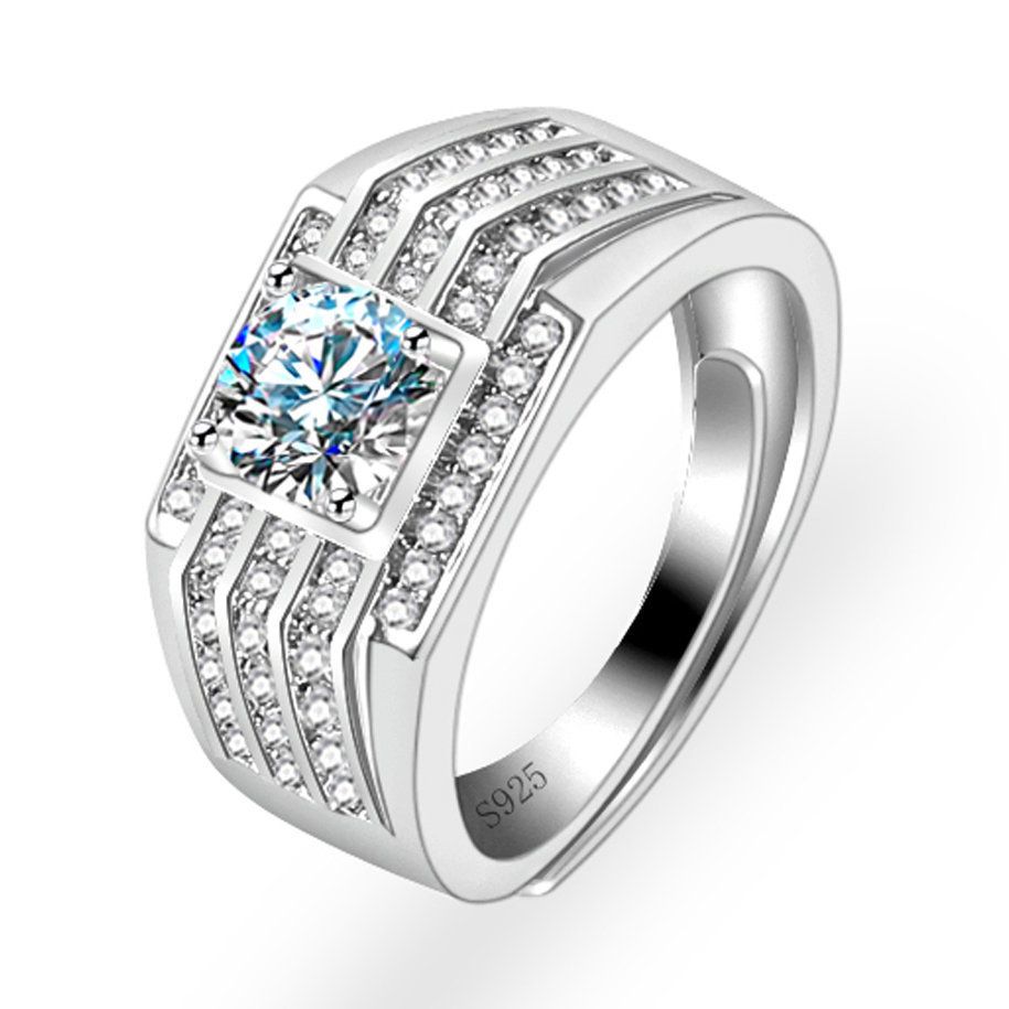 Korean Style Cross border Accessories Men's Full Diamond Fashion Ring, Large Open Mouth Men's Ring