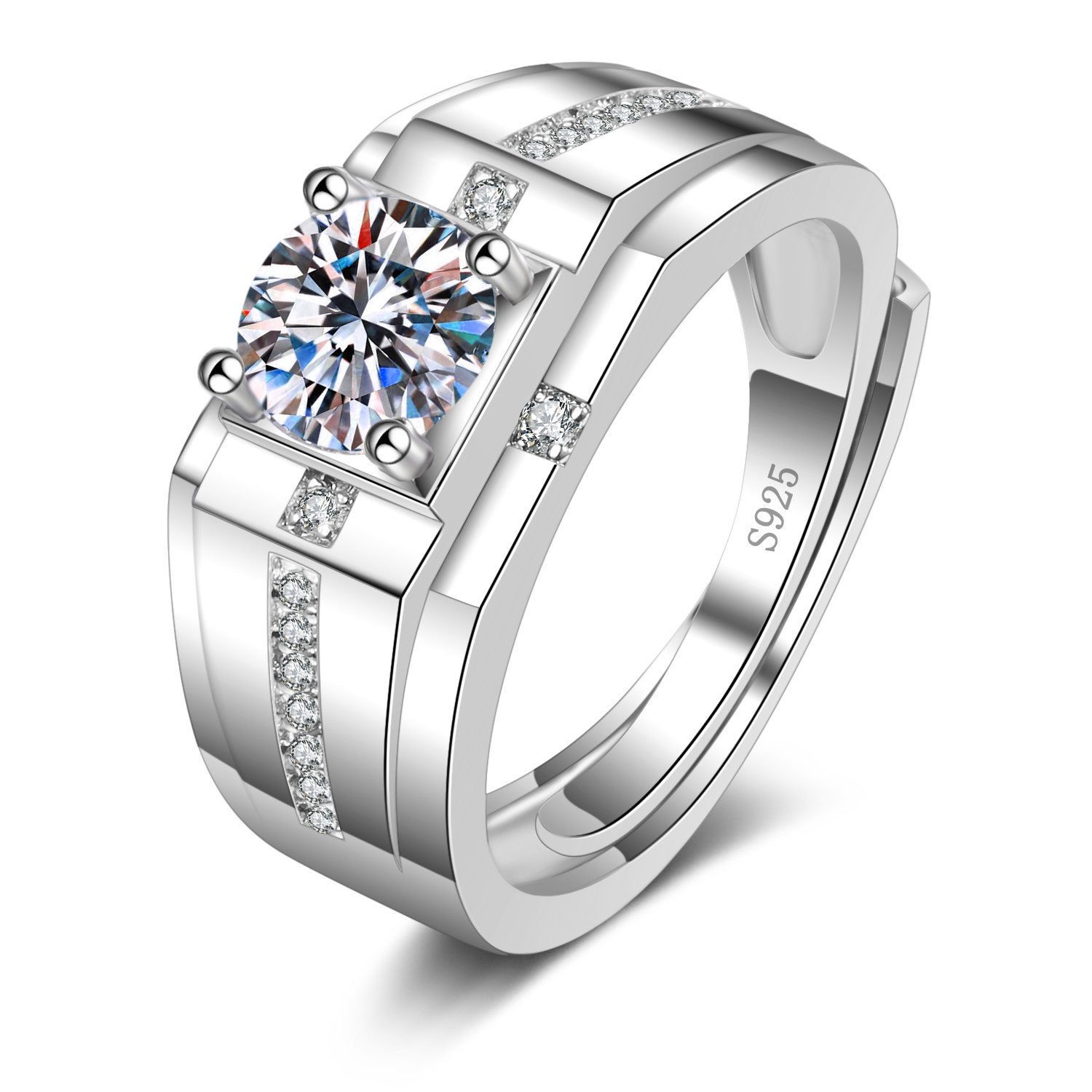 Korean Style Cross border Accessories Men's Full Diamond Fashion Ring, Large Open Mouth Men's Ring