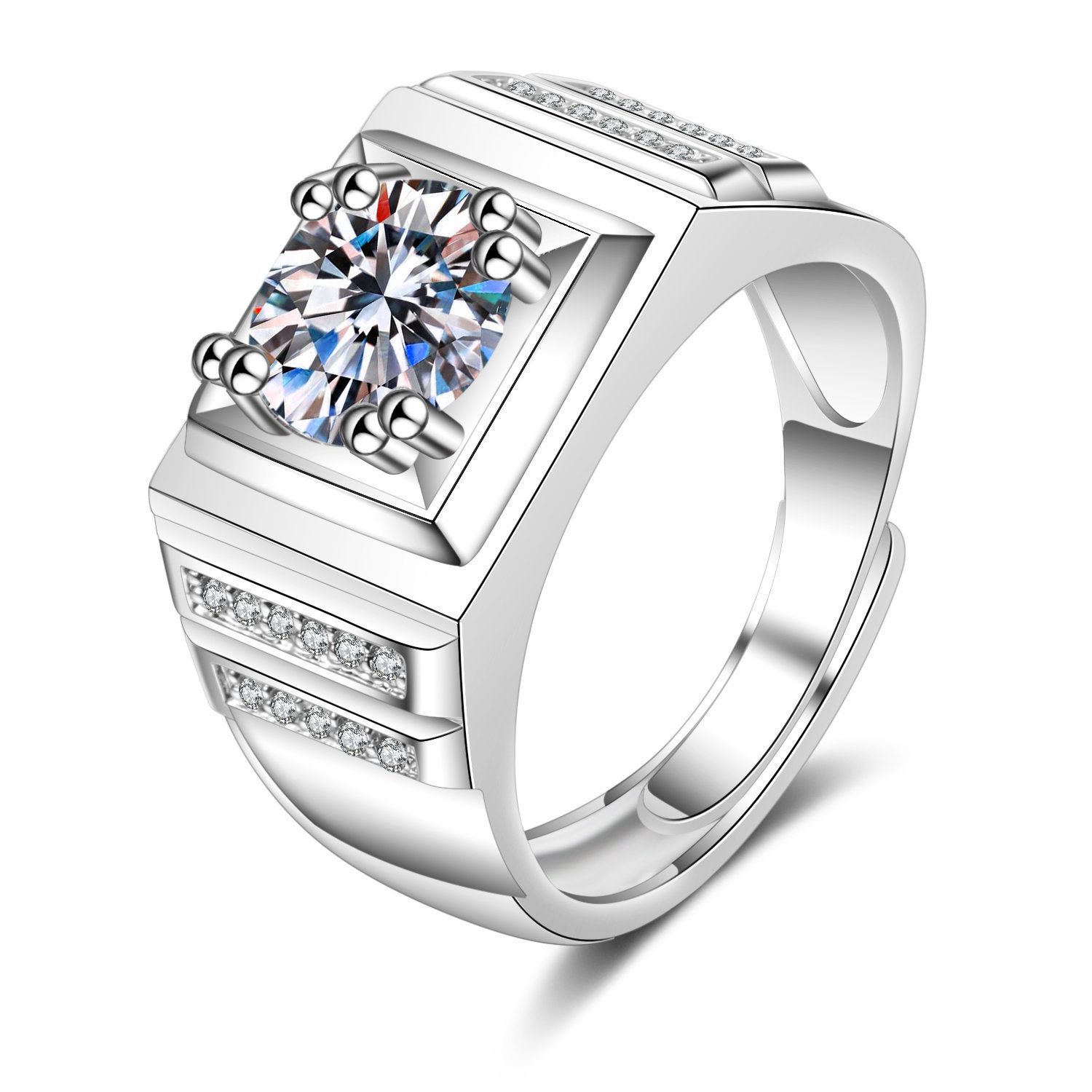 Korean Style Cross border Accessories Men's Full Diamond Fashion Ring, Large Open Mouth Men's Ring