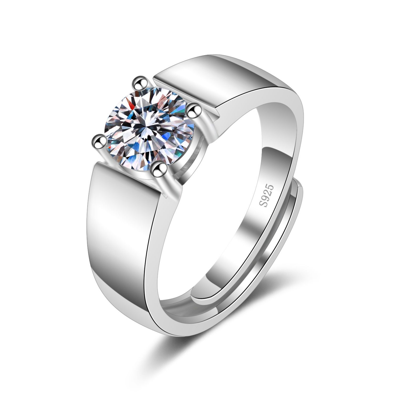 Korean Style Cross border Accessories Men's Full Diamond Fashion Ring, Large Open Mouth Men's Ring
