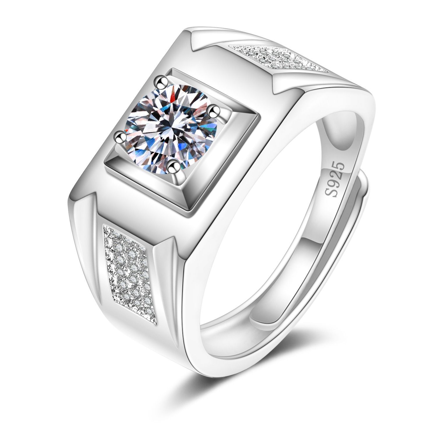 Korean Style Cross border Accessories Men's Full Diamond Fashion Ring, Large Open Mouth Men's Ring