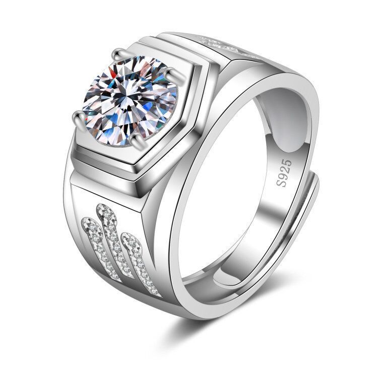 Korean Style Cross border Accessories Men's Full Diamond Fashion Ring, Large Open Mouth Men's Ring