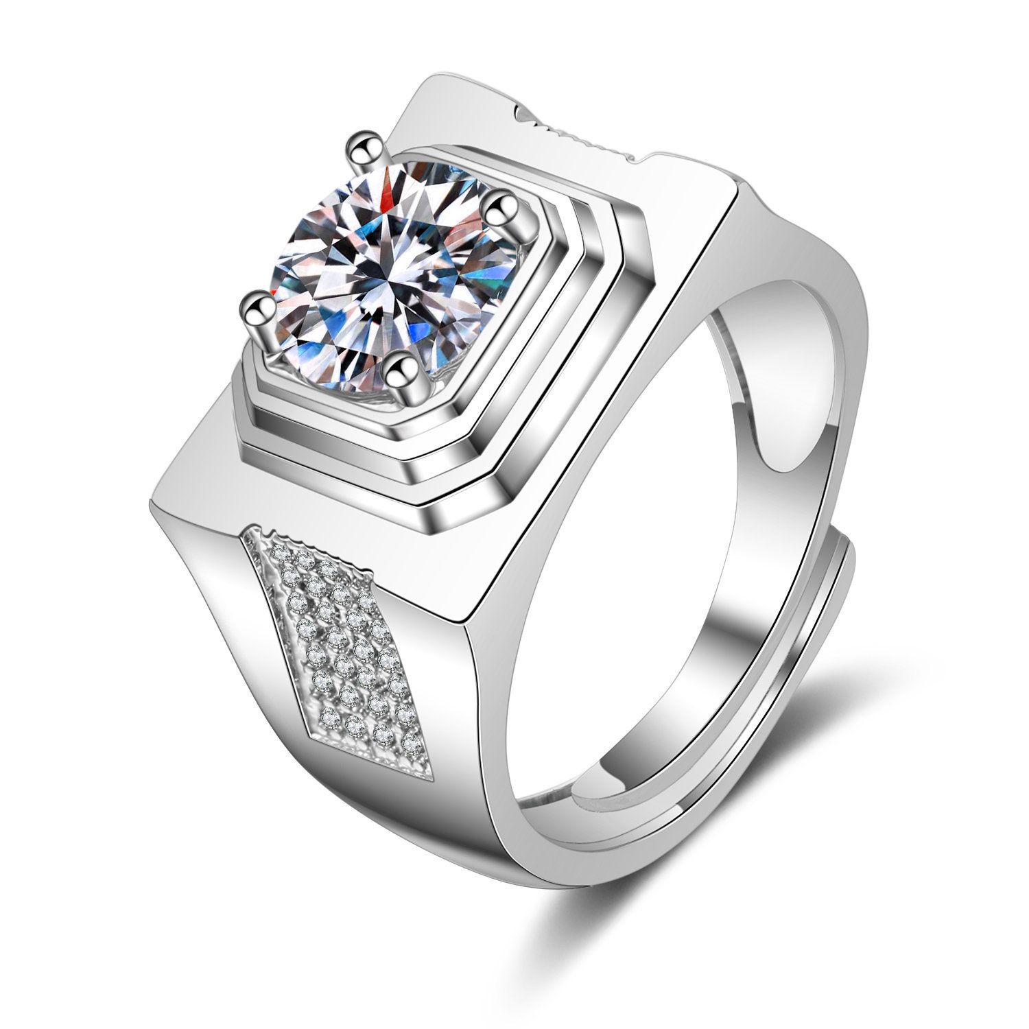 Korean Style Cross border Accessories Men's Full Diamond Fashion Ring, Large Open Mouth Men's Ring