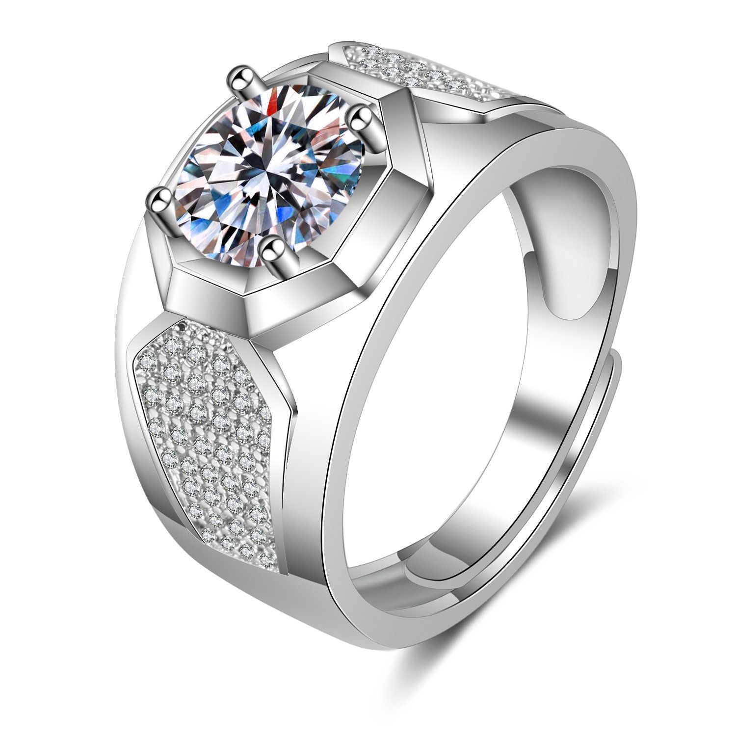 Korean Style Cross border Accessories Men's Full Diamond Fashion Ring, Large Open Mouth Men's Ring