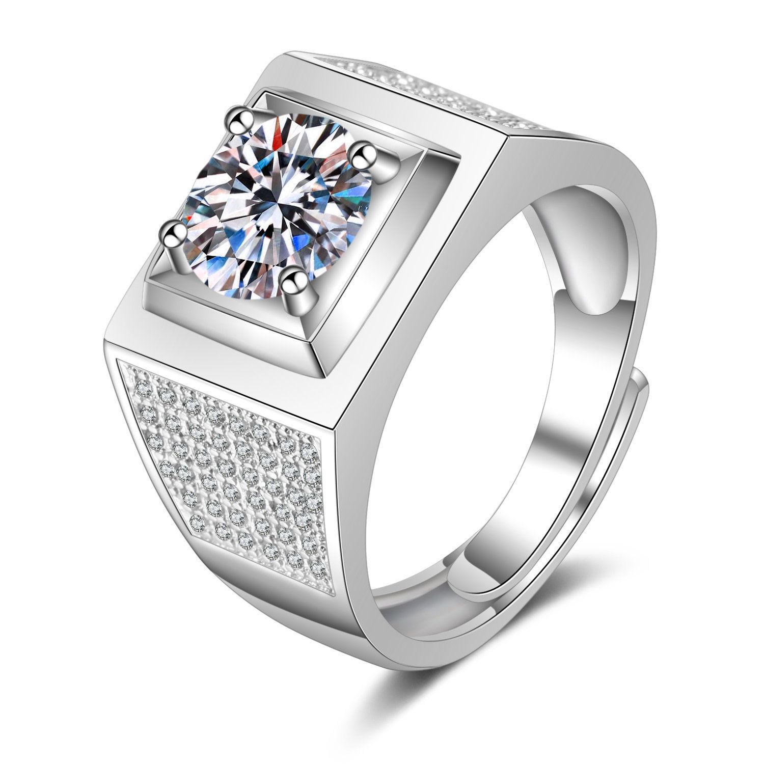 Korean Style Cross border Accessories Men's Full Diamond Fashion Ring, Large Open Mouth Men's Ring