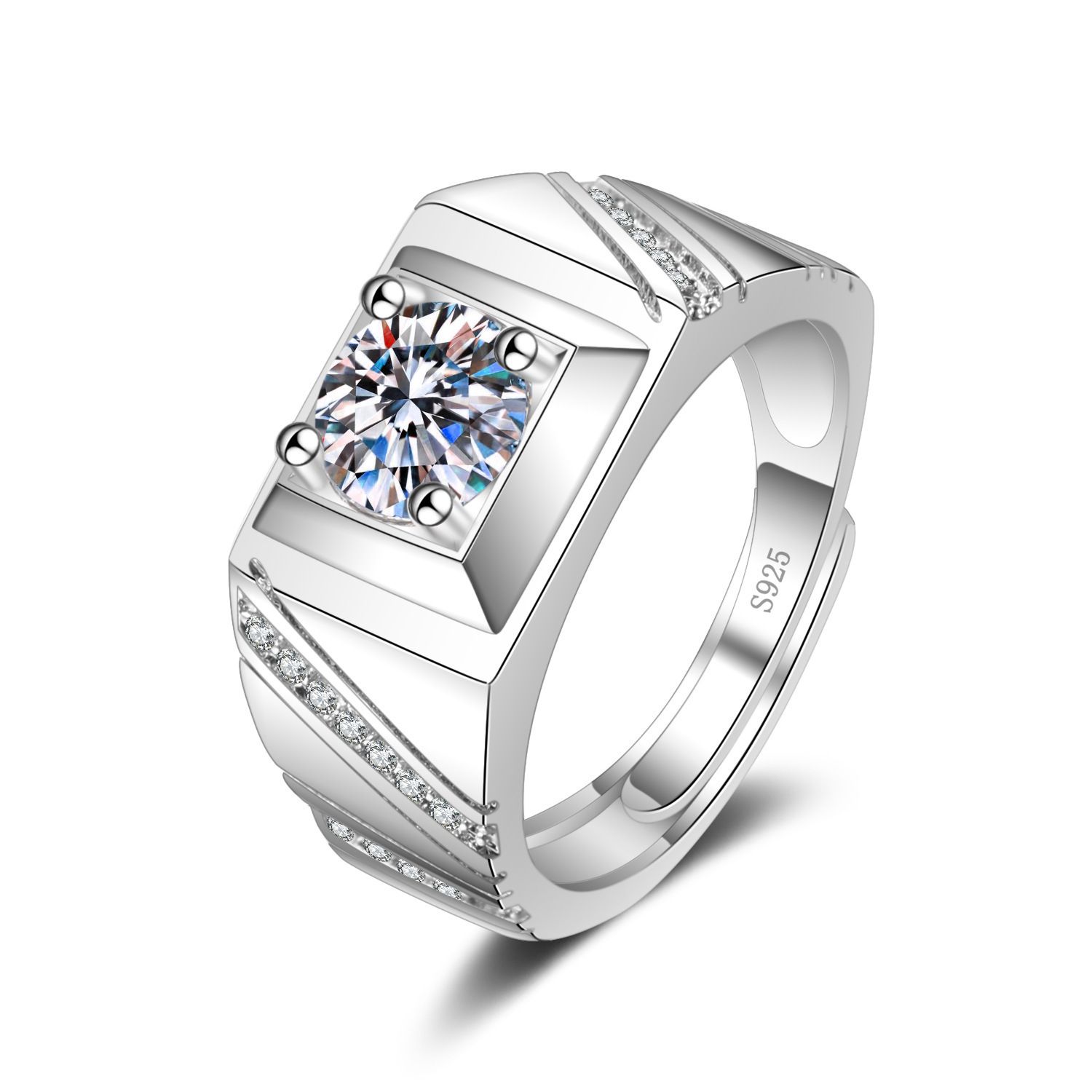 Korean Style Cross border Accessories Men's Full Diamond Fashion Ring, Large Open Mouth Men's Ring