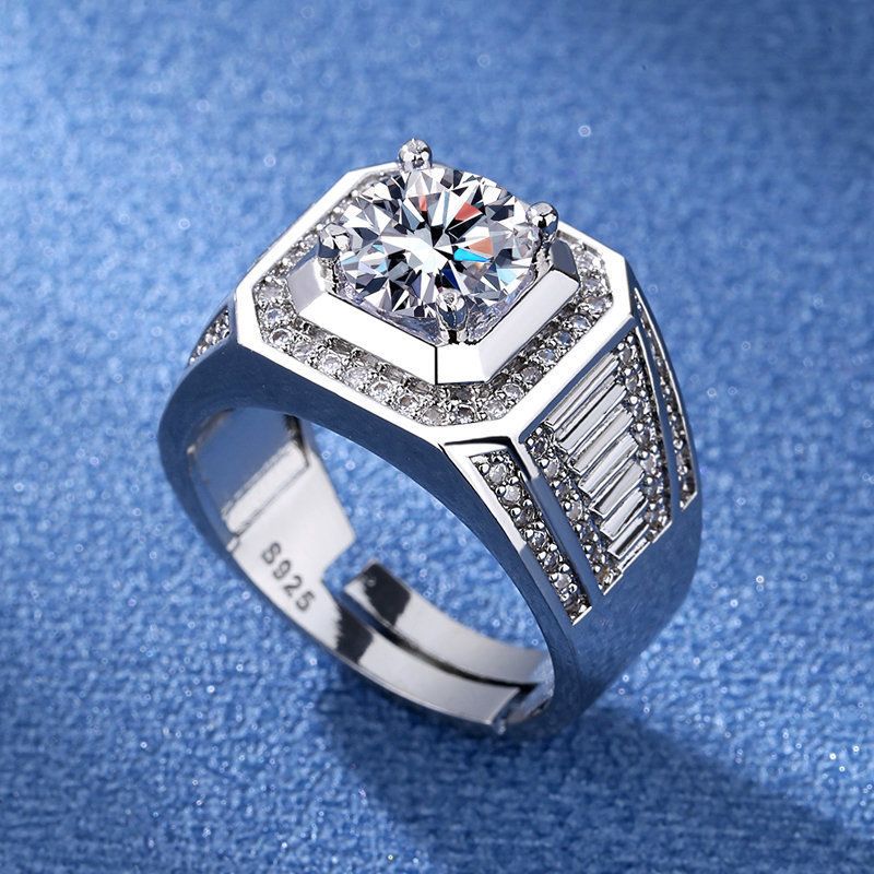 Korean Style Cross border Accessories Men's Full Diamond Fashion Ring, Large Open Mouth Men's Ring