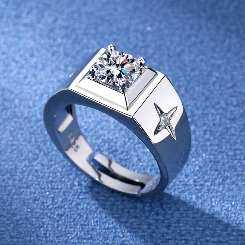 Korean Style Cross border Accessories Men's Full Diamond Fashion Ring, Large Open Mouth Men's Ring