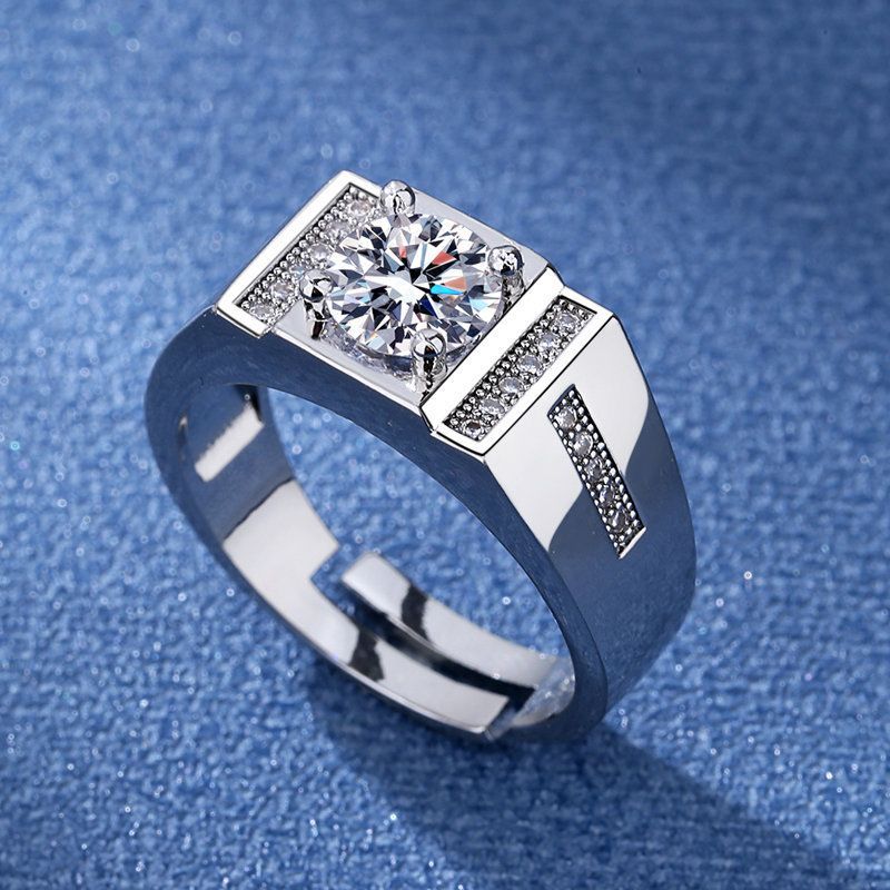 Korean Style Cross border Accessories Men's Full Diamond Fashion Ring, Large Open Mouth Men's Ring