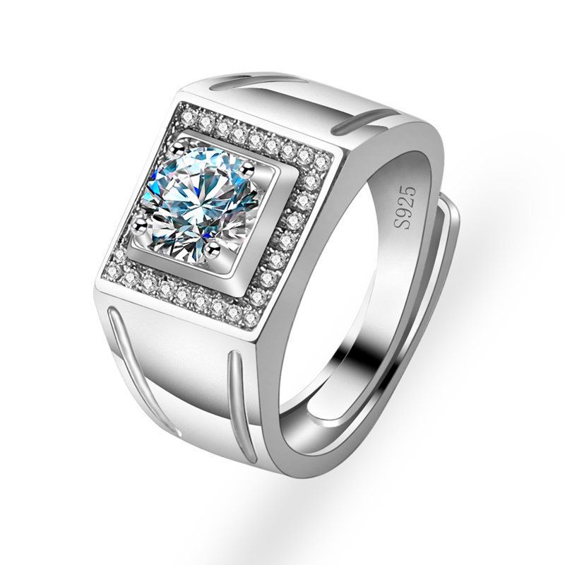 Korean Style Cross border Accessories Men's Full Diamond Fashion Ring, Large Open Mouth Men's Ring