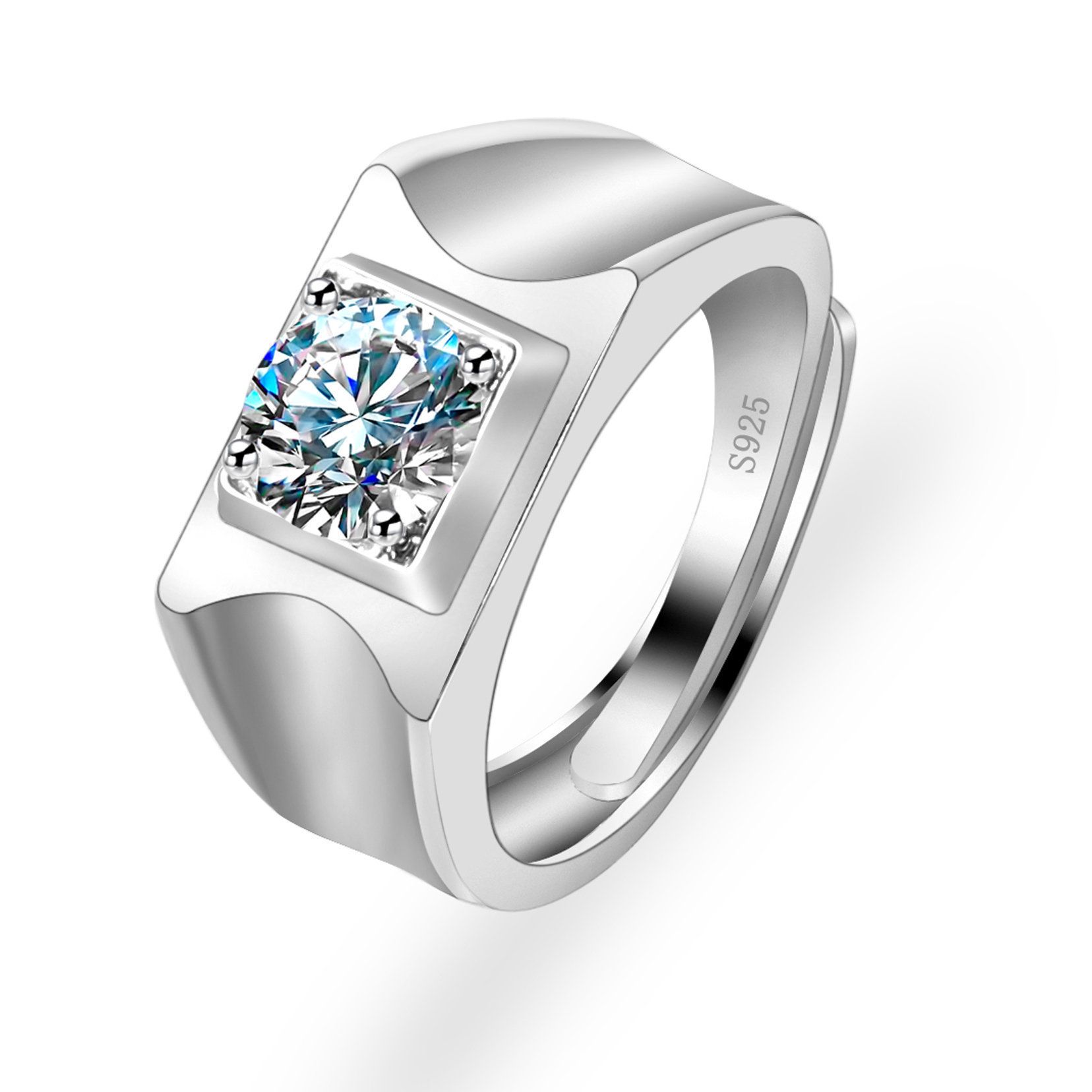 Korean Style Cross border Accessories Men's Full Diamond Fashion Ring, Large Open Mouth Men's Ring