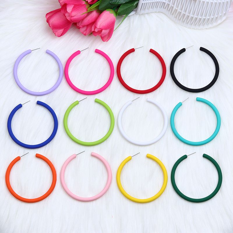 ose Story Same Style Large C Circle Earrings Acrylic Earrings Highlight Earrings Female Fashion Personality Earrings