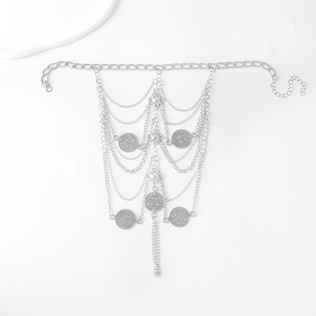 Exotic retro fashion multi-layer tassel ankle chain women's metal chain instep chain cos palace style foot decoration