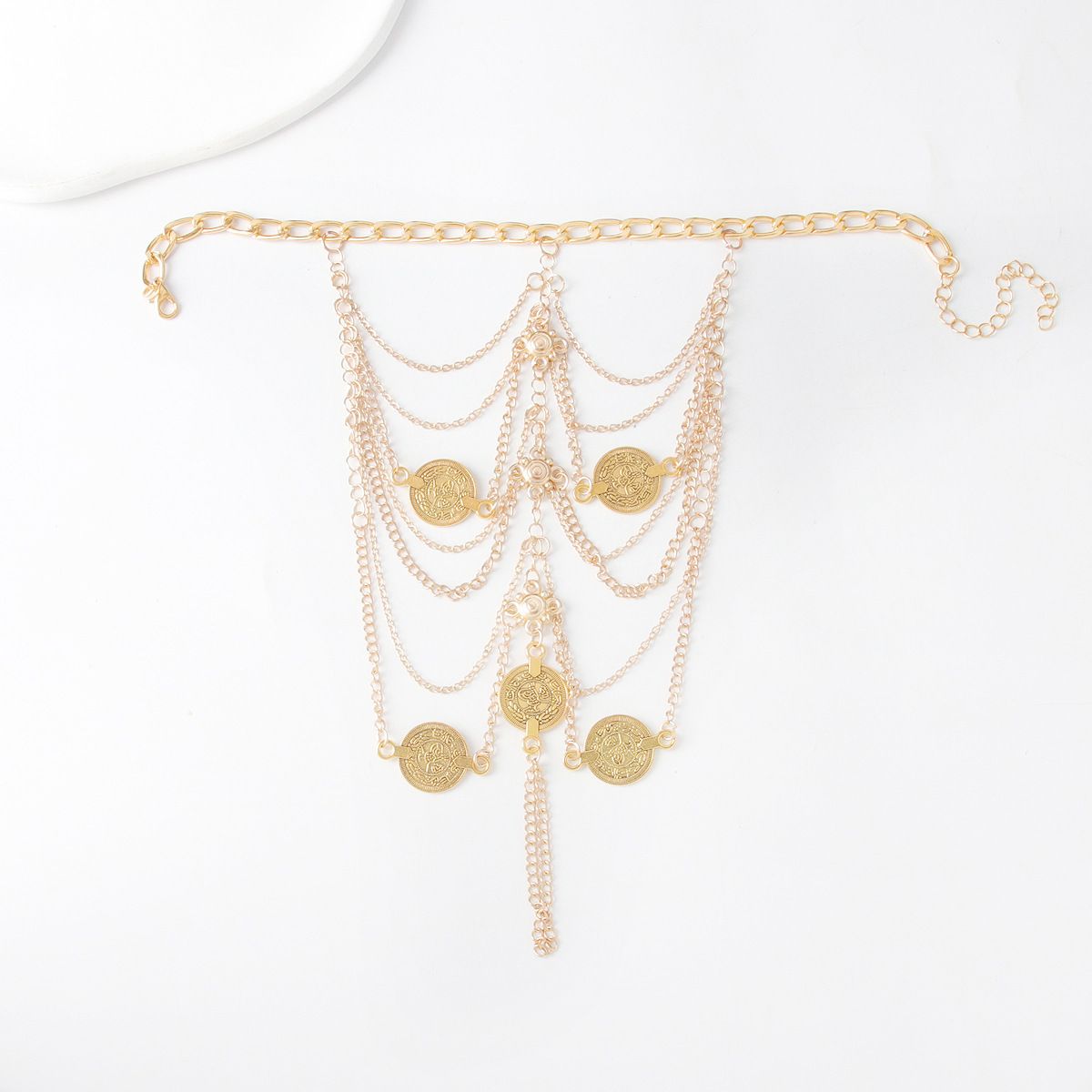 Exotic retro fashion multi-layer tassel ankle chain women's metal chain instep chain cos palace style foot decoration