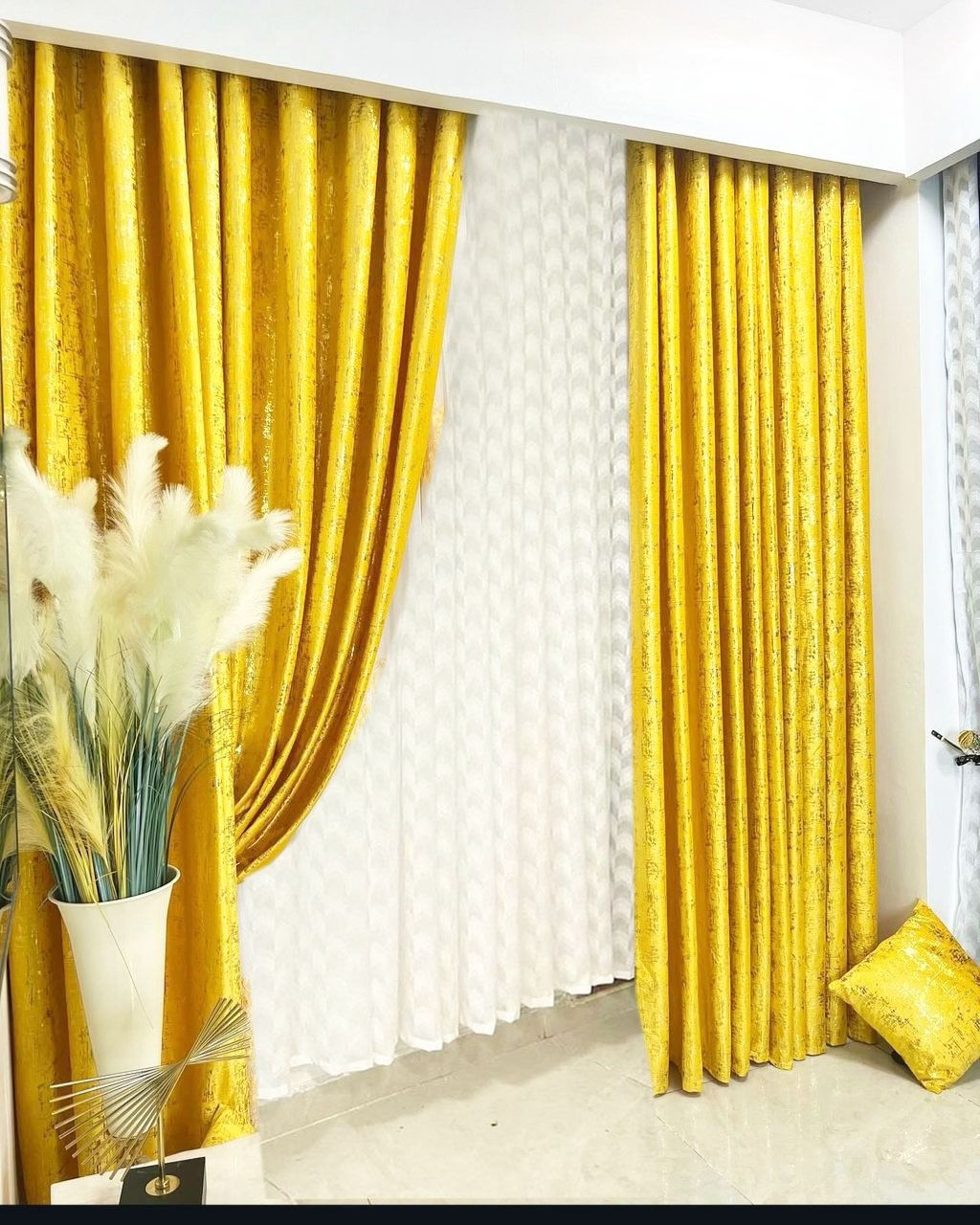Classic Heavy Velvet Curtains -3pcs, 1.5m Each +3m - Sheer