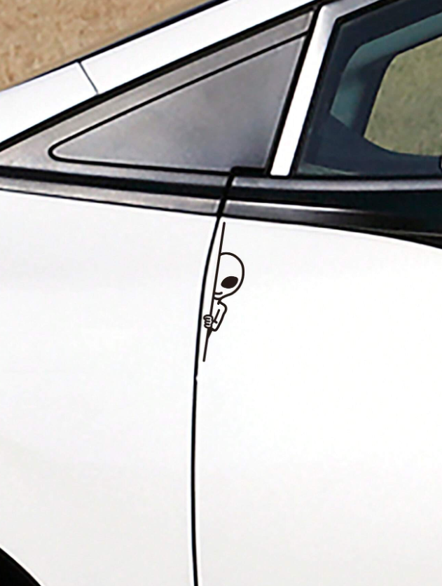 Alien Peek Car Sticker - UFO Vinyl Decal - Extraterrestrial Space Visitor Peeking Decal - Funny Automotive Decoration - Waterproof Adhesive Sticker for Cars, Vans, Laptops - Durable Sci-Fi Themed Vehi